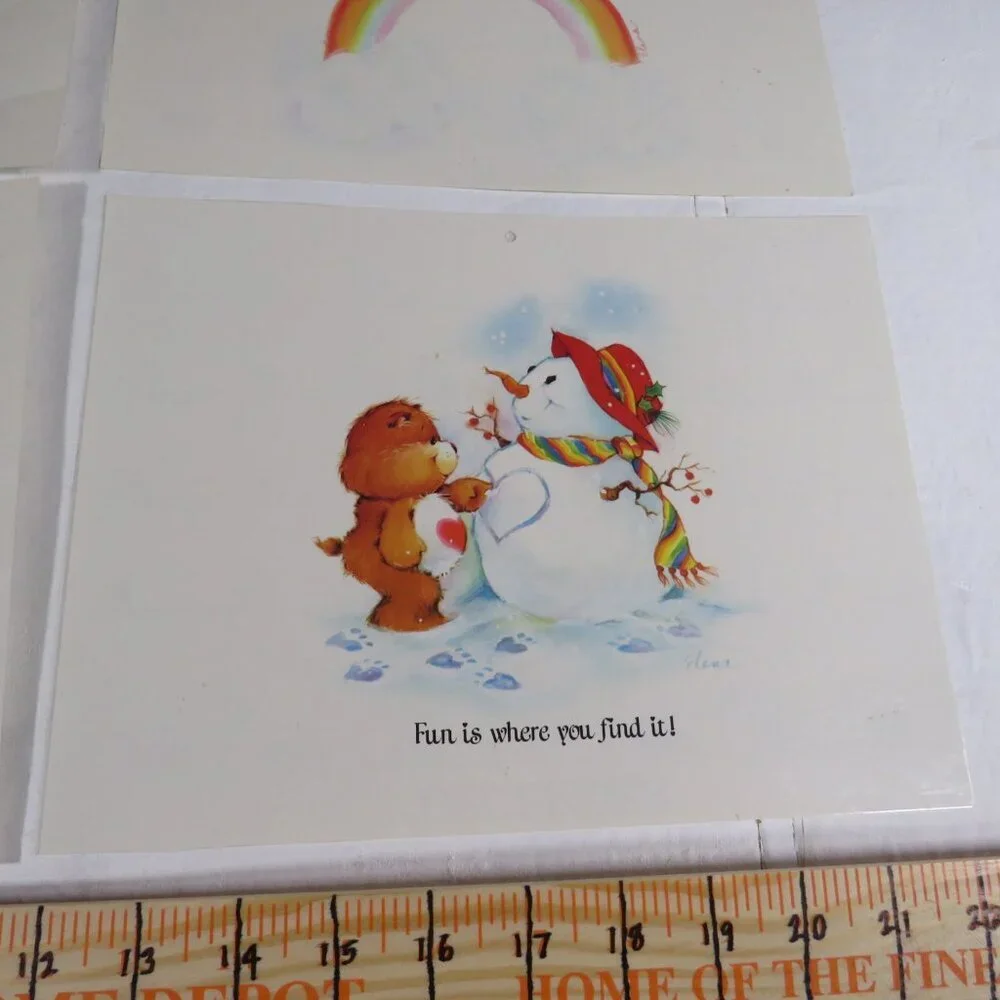 Care Bear (4) calendar pages LAMINATED (not connected)